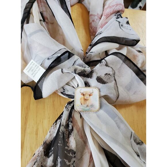 SLIDE Scarf Wild Rag Scarves Slide Western custom concho, highland cow love gift - Picture 3 of 3